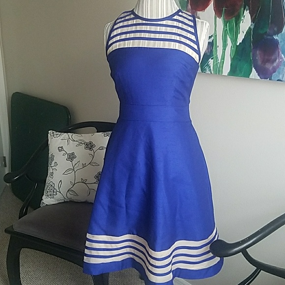 Just Taylor Dresses & Skirts - Just Taylor Blue and sheer dress